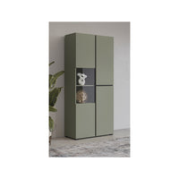 Vetrina alta 2 porte collezione HAVANA. Colori salvia e nero.
