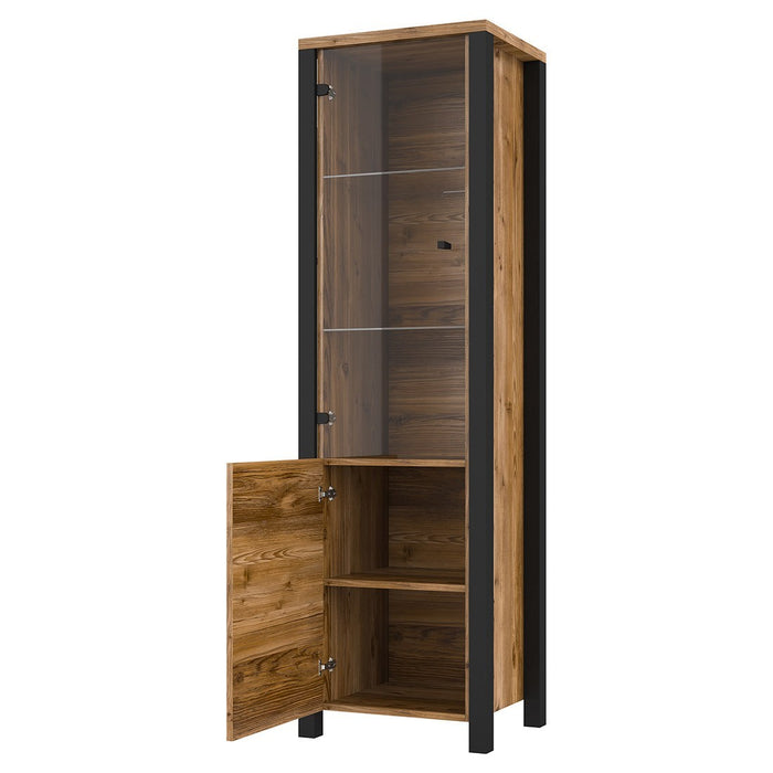 Vetrina alta a 2 porte design DARWIN – Abete e nero