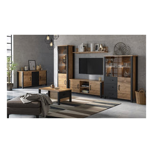 Vetrina alta a 2 porte design DARWIN – Abete e nero