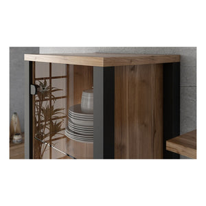 Vetrina alta a 2 porte design DARWIN – Abete e nero