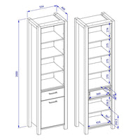 Vetrina alta collezione BOWIE. Colore quercia e nero.