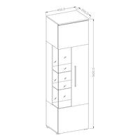 Vetrina alta design collezione BOMBAY. Colore bianco lucido. Apertura a destra.