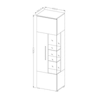 Vetrina alta design collezione BOMBAY. Colore grigio effetto ardesia. Apertura a sinistra.