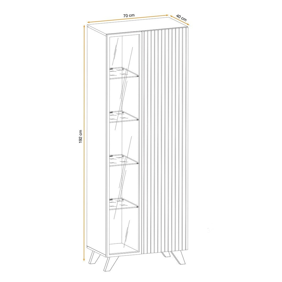 Vetrina alta design NIELSEN – 2 porte con illuminazione LED integrata