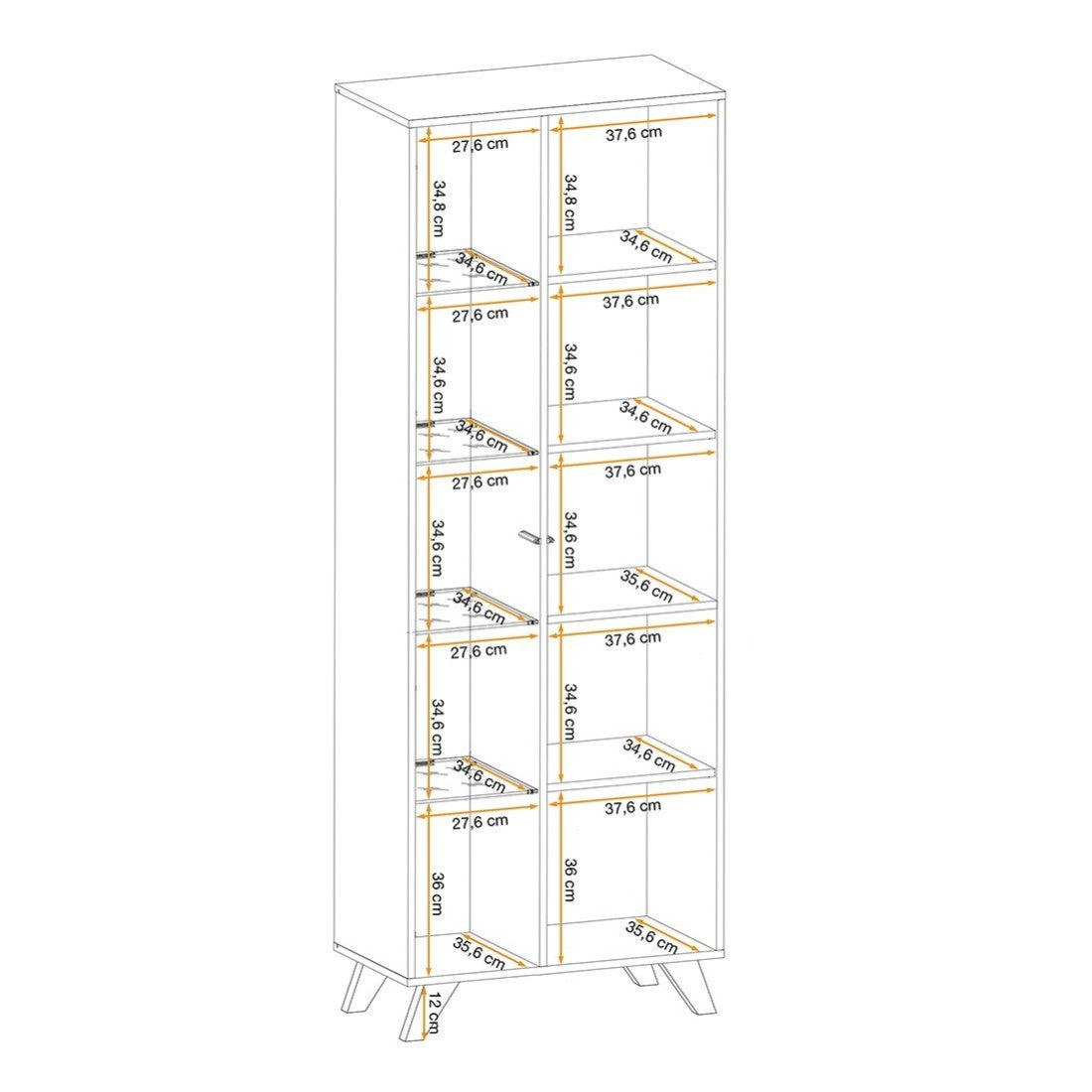 Vetrina alta design NIELSEN – 2 porte con illuminazione LED integrata