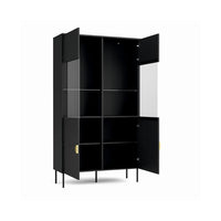 Vetrina nera con porte in vetro e maniglie dorate - Collezione MONDO