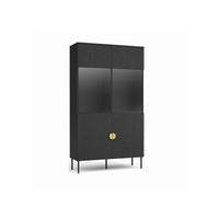 Vetrina nera con porte in vetro e maniglie dorate - Collezione MONDO