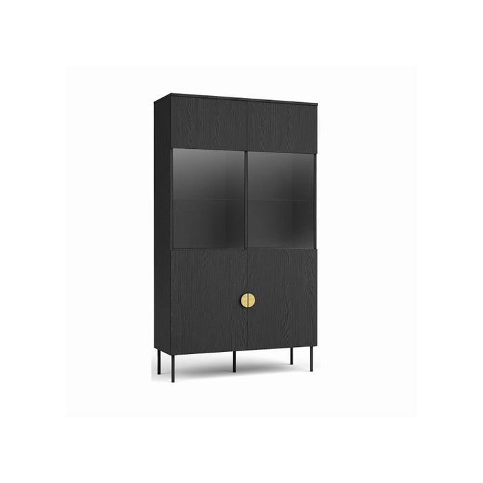 Vetrina nera con porte in vetro e maniglie dorate - Collezione MONDO