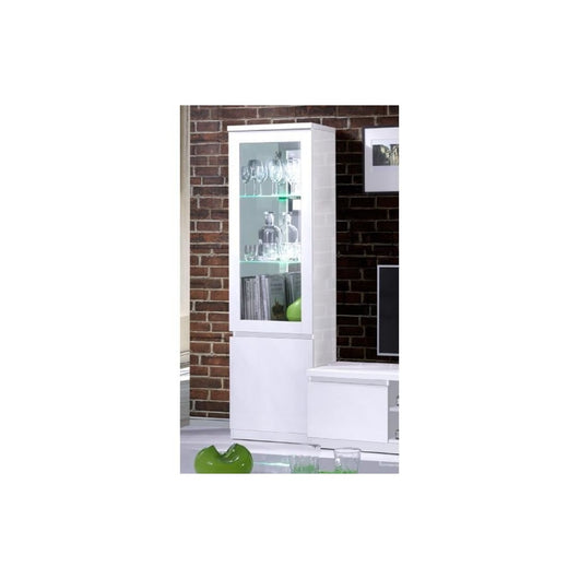Vetrina Piccolo Modello FABIO - Bianco Lucido con LED - Stile Design - 55 x 191 x 40 cm