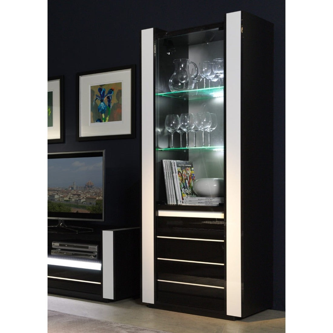 Vetrina piccolo modello LINA nera e bianca con LED