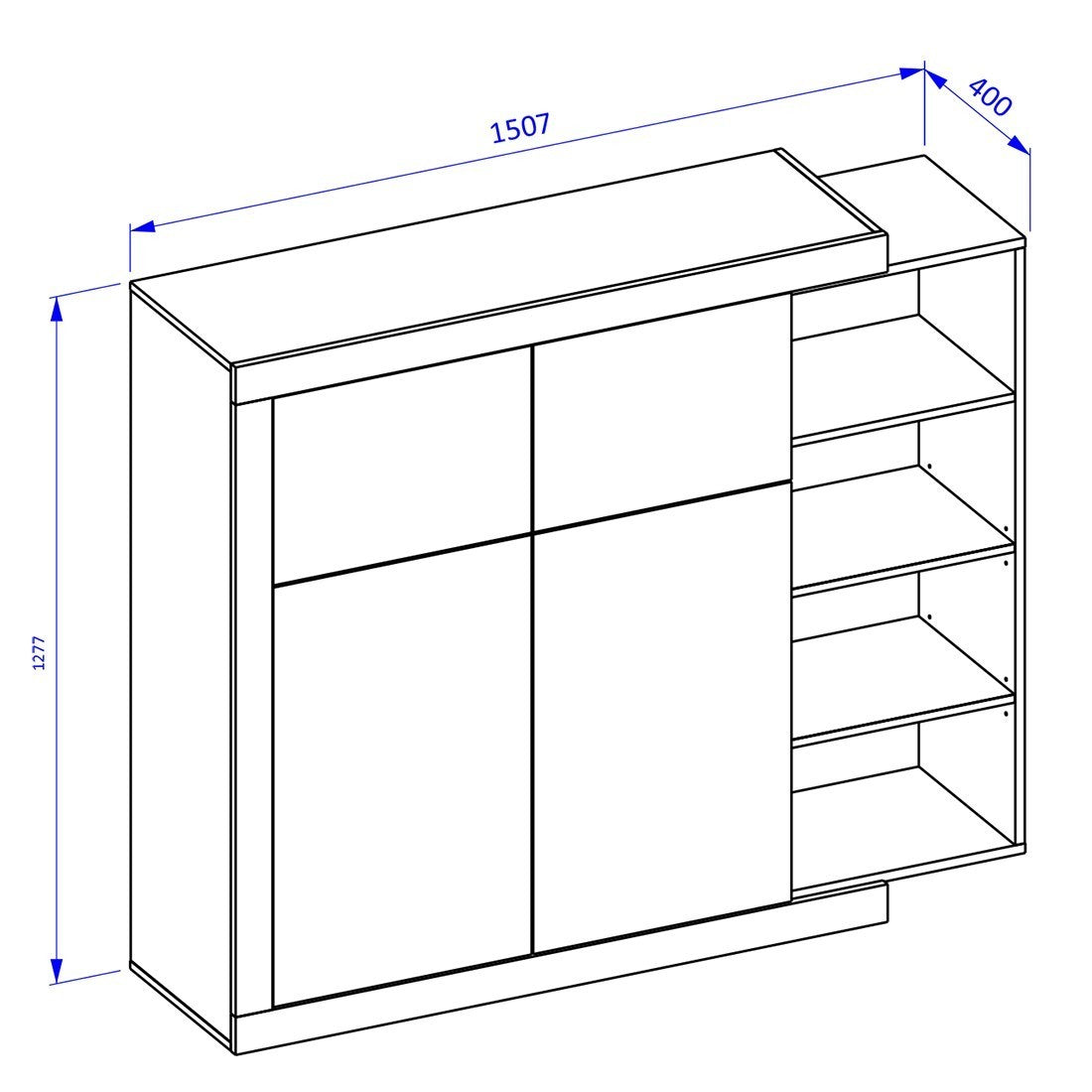 Vetrina piccolo modello SINATRA – Rovere e bianco lucido