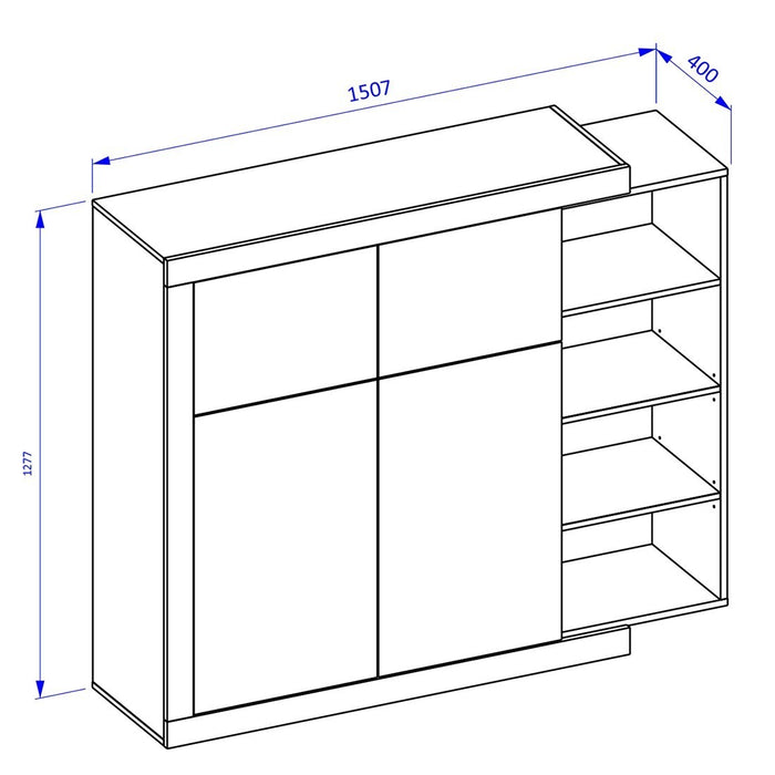 Vetrina piccolo modello SINATRA – Rovere e bianco lucido