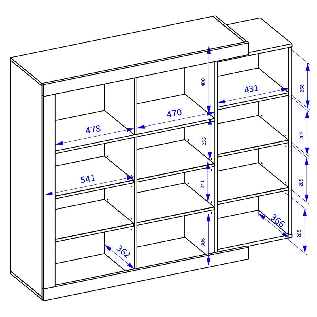 Vetrina piccolo modello SINATRA – Rovere e bianco lucido
