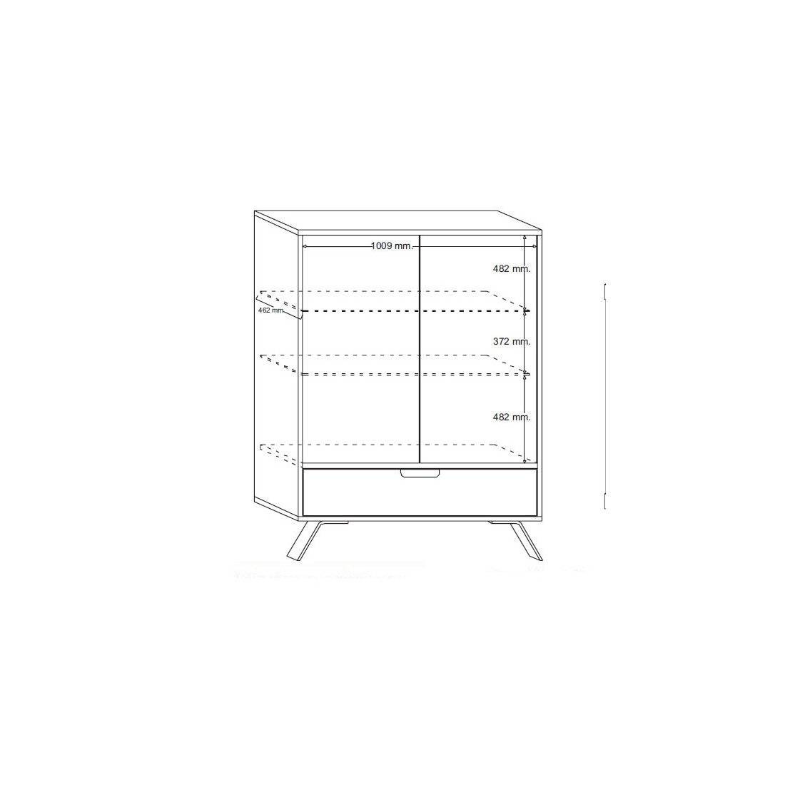 Vetrina SHOW – 2 porte in vetro e 1 cassetto – Color quercia chiara – Design moderno