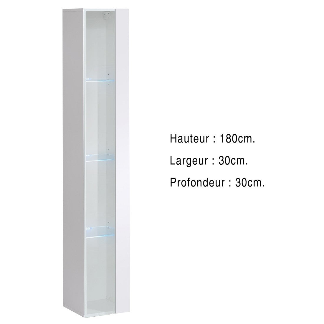 Vetrina sospesa – Bianco – Collezione SWITCH – Porta in vetro e LED inclusi – Modello grande