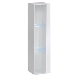 Vetrina sospesa – Bianco – Collezione SWITCH – Porta in vetro e LED inclusi – Modello piccolo