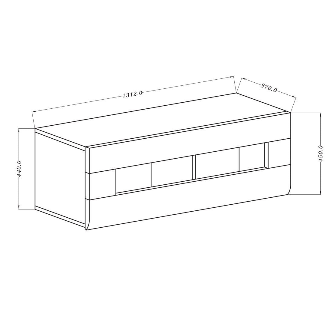 Vetrina sospesa orizzontale collezione OHIO colore grigio antracite e rovere.