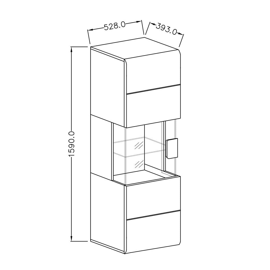 Vetrina sospesa + LED collezione OHIO color antracite e quercia.