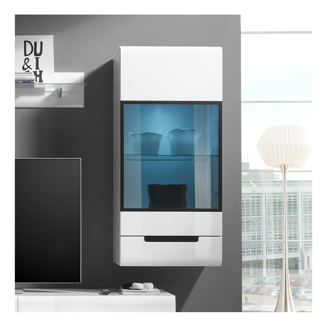 Vetrina sospesa LUCIA modello medio con LED colore bianco - 60 x 128 x 37 cm