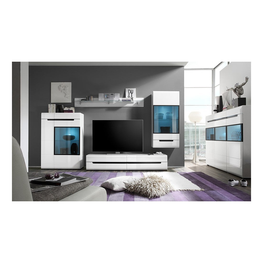 Vetrina sospesa LUCIA modello medio con LED colore bianco - 60 x 128 x 37 cm