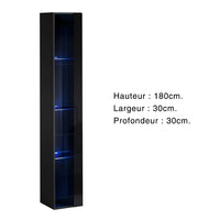 Vetrina sospesa nera con 1 porta in vetro e illuminazione LED inclusa. Collezione SWITCH.