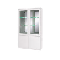 Vetrina credenza FABIO - Bianco Lucido con LED - Stile Design - 110 x 190 x 40 cm