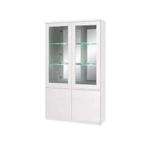 Vetrina credenza FABIO - Bianco Lucido con LED - Stile Design - 110 x 190 x 40 cm