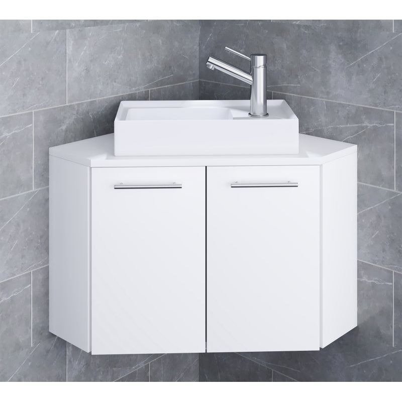 Vivere di Ezooza Mobile Angolare Sospeso con lavabo in ceramica di alta qualità, Bianco ,