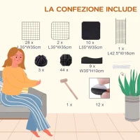 Recinto per Animali Domestici Modulabile e Multilivello con Rampa e 2 Porte in Acciaio e PP, 105x70x116 cm, Nero