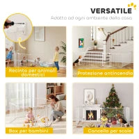 Recinto per Cani a 8 Pannelli Modulabili con Chiusura Automatica, in Acciaio e ABS, 61x3x75 cm, Bianco