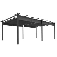 Pergola Retrattile 3,5 x 6 m per Terrazza o Giardino, Struttura in Alluminio e Poliestere, Grigio scuro