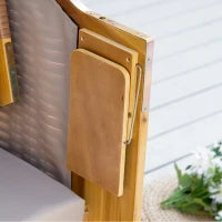 Sedia a Sdraio 3 Posti Lettino con Tetto 2 Tavolini Ribaltabili Poggiapiedi Chaise Longue Schienale Regolabile a 5 Posizioni XXL Poly Rattan Naturale 150 x 79 x 160 cm