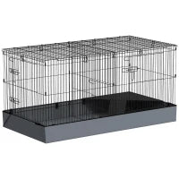 Gabbia per Animali Piccoli 2 in 1, Coperchio Rimovibile e Sezioni Separate, 121x61x61 cm, Nero