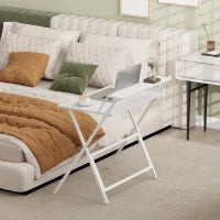 Scrivania Pieghevole con Ripiano per Monitor, 81.5x62x86.5 cm, Bianco