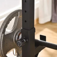 Supporto per Bilanciere con Altezza e Larghezza Regolabili in Acciaio, 77-122x73x121-171cm, Nero e Rosso