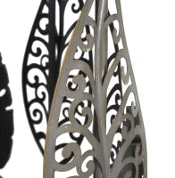 Tavolinetti In Ferro E Legno Foglie Coppia Cm 38X55-33X50