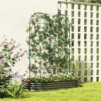 Support per Piante Rampicanti con Motivo, Set di 2 Tralicci da Giardino per Viti, Fiori, Verdure, in Metallo, 50 x 180 cm, Nero