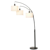 Lampada da Terra 3 Luci e Braccia Flessibili Base in Marmo Altezza 205cm
