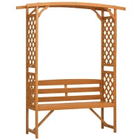 Panchina da Giardino in Legno di Abete con Arco Decorativo per Piante e Vasi, 160x50x198 cm, Marrone