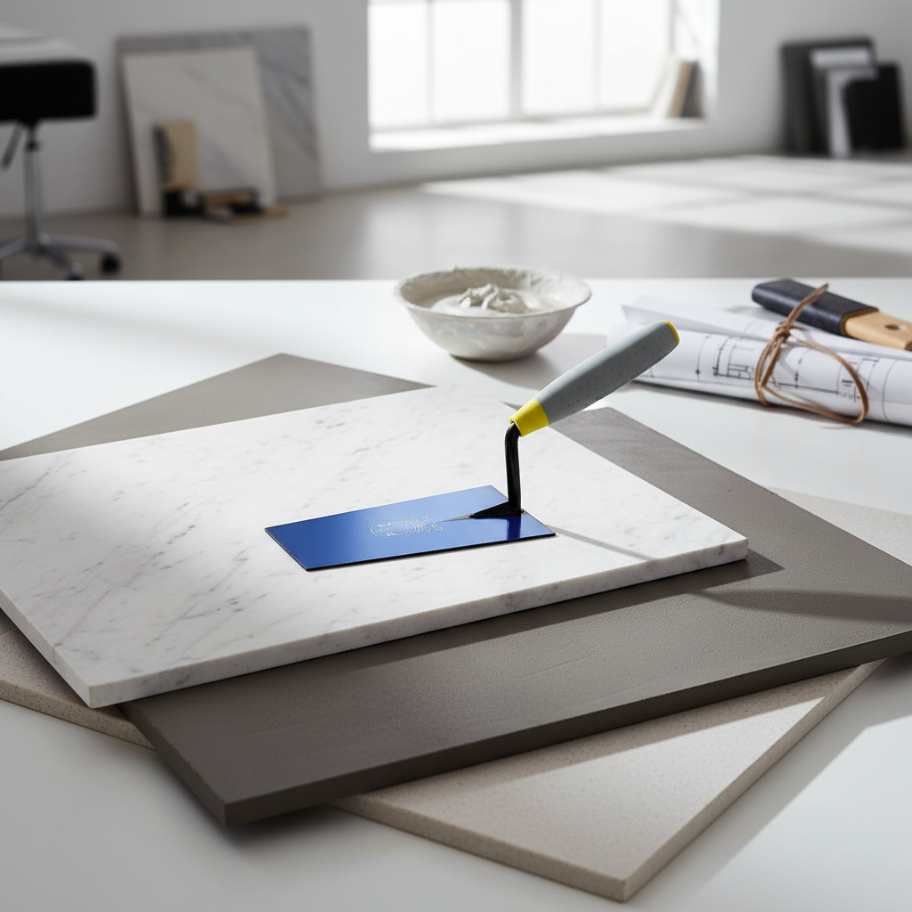 Cazzuola ancora a punta quadra 16 cm con manico in gomma