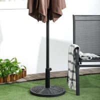 Base per Ombrellone da Giardino Rotonda Effetto Rattan Ø45cm Peso da 9.5kg, Nero