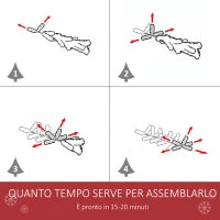 Albero di Natale Innevato Artificiale 150cm con Bacche Rosse e Pigne Bianche, Base Rimovibile Pieghevole, 408 Rami