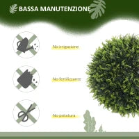 Set di 2 Piante Artificiali a Sfera con Foglie di Cedro per Casa e Giardino Ø45 cm, Verde