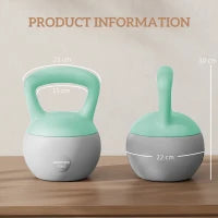 Kettlebell da 12 kg con impugnatura antiscivolo 21 x 21 x 30 cm, Grigio e verde