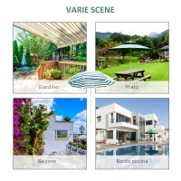 Ombrellone da Spiaggia Inclinabile e Rotondo in Metallo e Poliestere, Ø1.8x2 m, Verde e Bianco