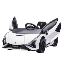 Macchina Elettrica per Bambini 3-5 Anni Lamborghini 12V con Telecomando e Velocità 3-5km/h, Bianco