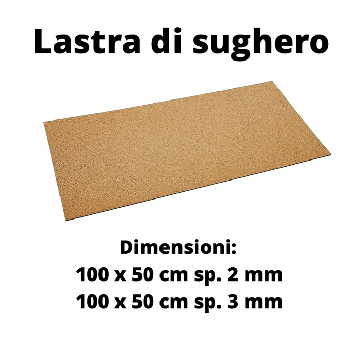 Lastra sughero resistente a compressione contrasta umidità muffa condensa *** misure 100 x 50 cm sp.2 mm, confezione 1