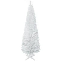 Albero di Natale Slim Artificiale 180 cm con Rami Realistici, Albero di Natale Alto e Stretto con Base Pieghevole, Bianco