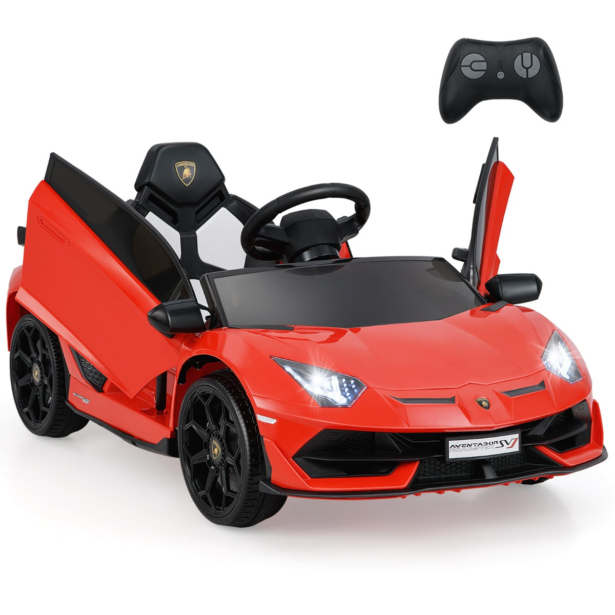 Set di auto elettriche per bambini 107 x 64 x 46 cm con telecomando funzioni di sicurezza 2 velocità design Lamborghini PP rosso 20_0014718