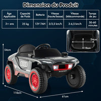 Veicolo elettrico per auto da corsa con licenza, alimentato da batteria da 12 Volt, telecomando, luci a LED, 4 molle di sospensione per bambini, grigio 20_0009678